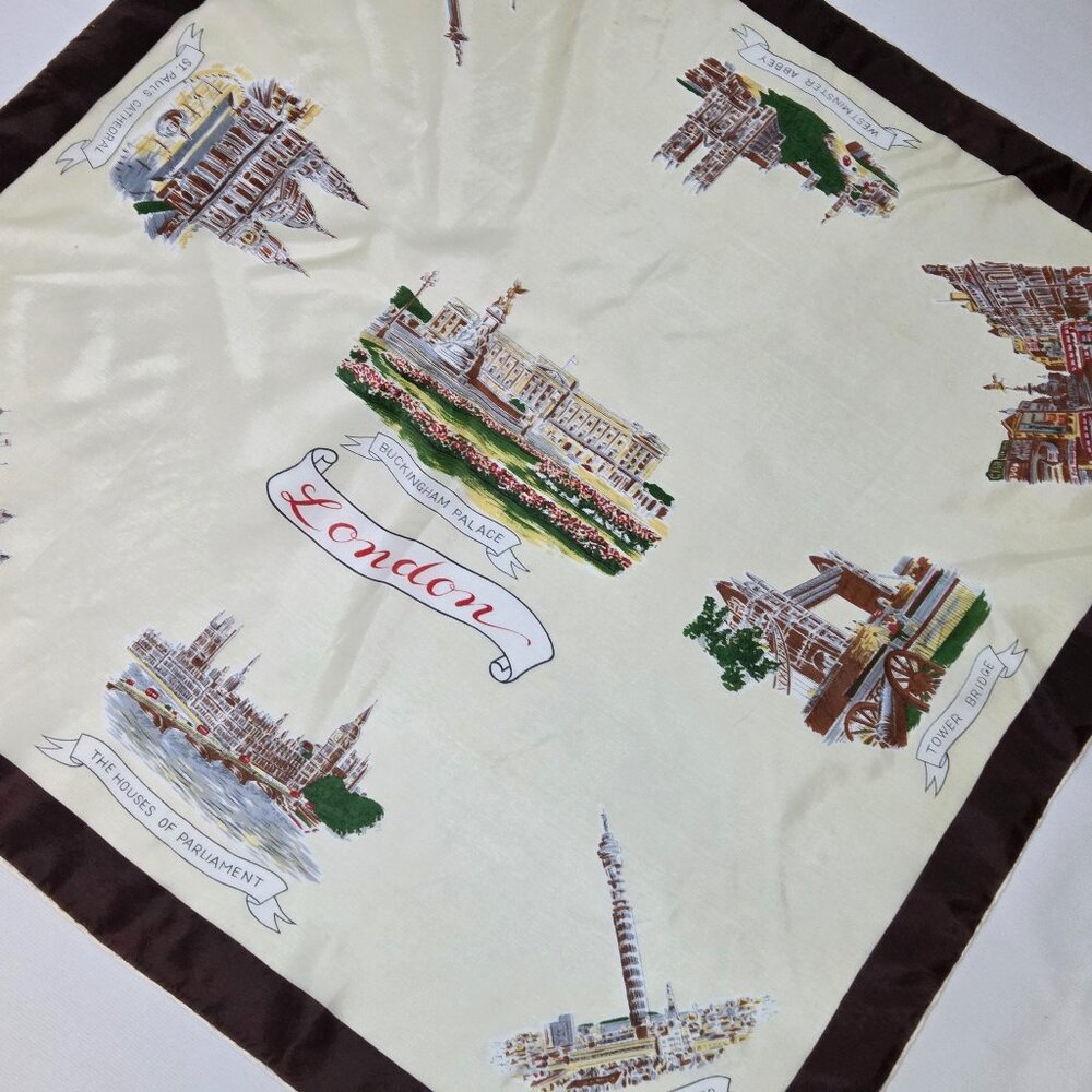 Vintage 1960s London Souvenir Scarf  Rare Hammerlon Hand Rolled
